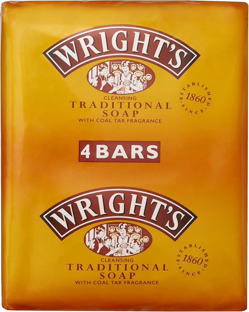 Wright's Traditional Soap with Coal Tar Fragrance - 125g Pack of 4 Bars - Image 1